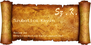 Szubotics Kevin névjegykártya